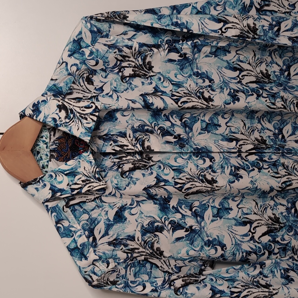 Robert Graham Blue White Floral Button Up Shirt Men's S